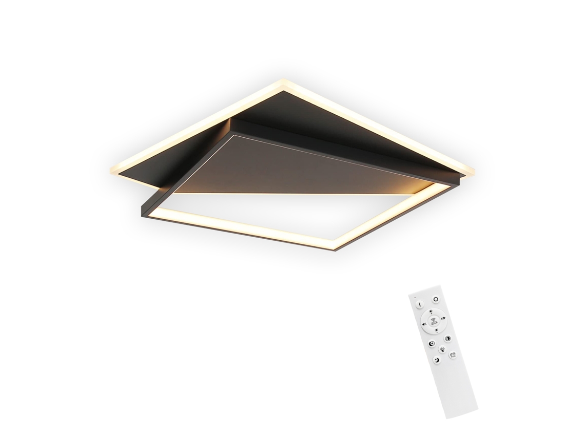 Design Moderno Led Luz de Teto 53W Preto Regulável com Controle Remoto Sala de Estar para Quarto Cozinha Corredor Escritório NETTLIFE