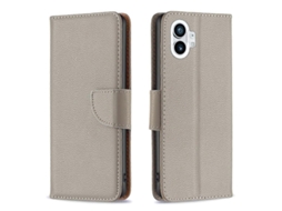 Capa Para Celular For Nothing Phone 1 Em Couro Sintético Com Textura De Lichia E Cor Pura.