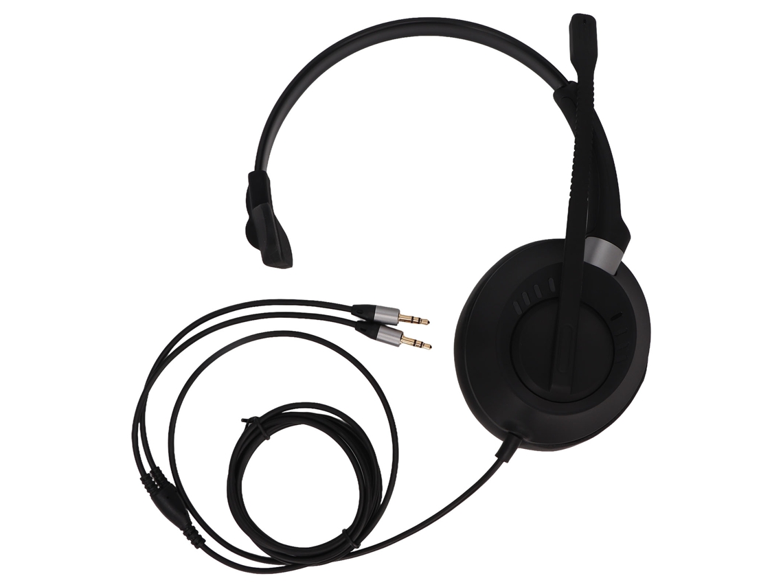 Fone de Ouvido Monaural com Microfone HD 3.5mm Cancelamento de Ruído para PC Escritório | S/MARCA