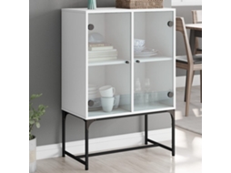 Vidaxl Armário De Apoio C/ Portas De Vidro 69x37x100 Cm Branco