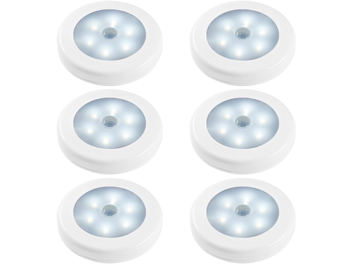 Conjunto de 6 Luzes Noturnas com Sensor de Movimento BRILVIBERA