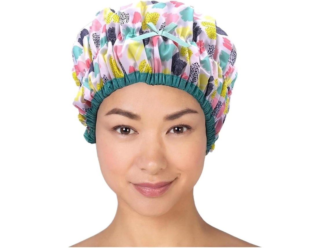 Touca De Banho Impermeável Extragrande Com Forro E Elástico Para Todos Os Comprimentos Cabelo Cor Vibrante