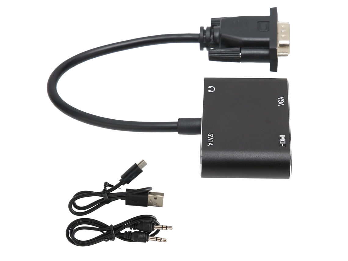 Adaptador Vga Macho Para Interface De Multimídia De Alta Definição Vga Fêmea Com Cabo De Áudio