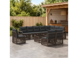 Vidaxl Conjunto De Sofá De Jardim 11 Pcs Cinzento Vime Pe