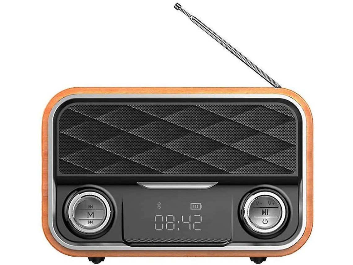 Rádio Bluetooth Retro Aux/fm Antena Emergência Alto Falante Portátil Android Madeira Escura Yizhood