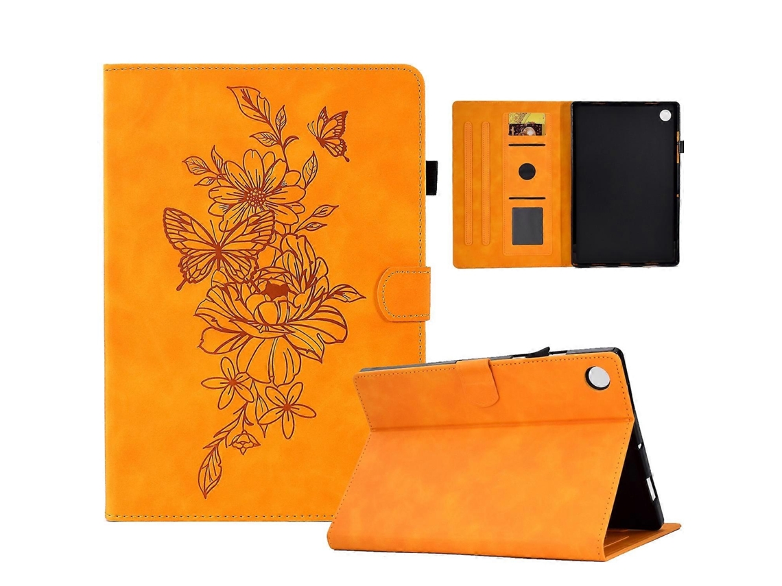 Capa De Couro Com Estampa De Peônia E Borboleta Para Tablet Huawei Matepad Se