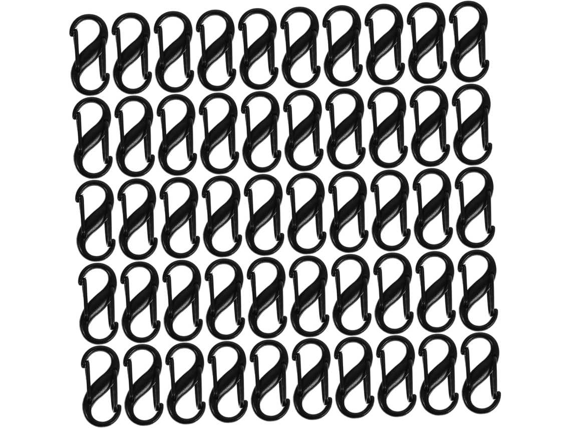 Conjunto De 100 Conectores Duplos Zinco Preto, Pequenos Mosquetões Par