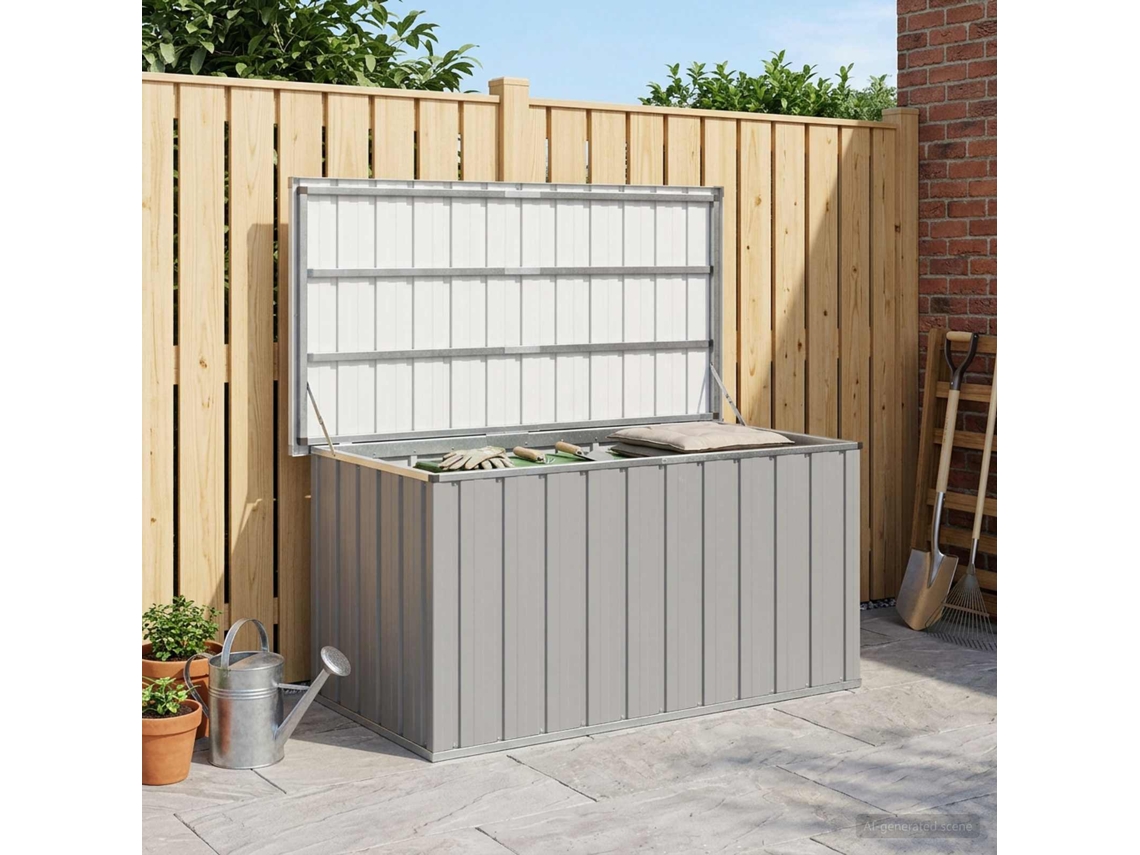 Vidaxl Caixa De Arrumação Para Jardim 129x67x65 Cm Cinzento