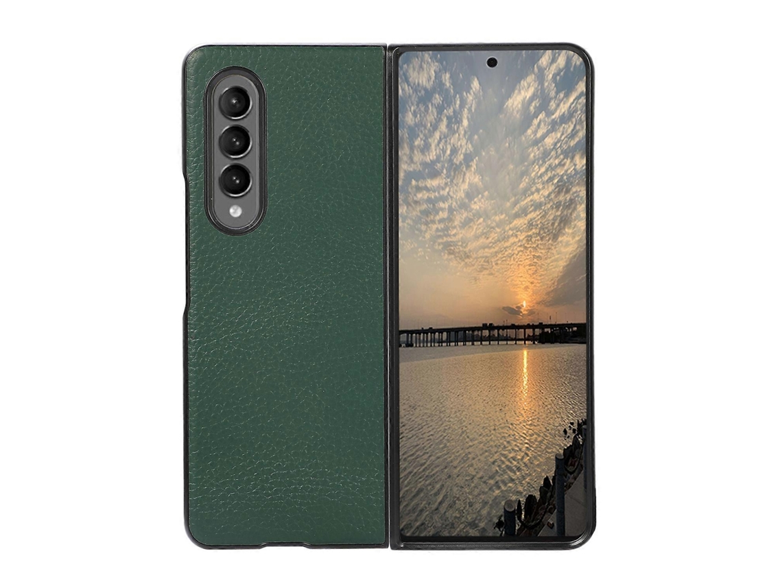 Capa Para Samsung Galaxy Z Fold4 Em Couro Com Textura De Lichia