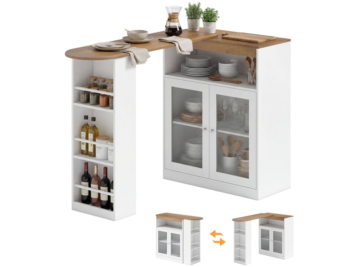Mesa de Bar Mdf Cor Branco 150x80x105,5 cm Homcom
