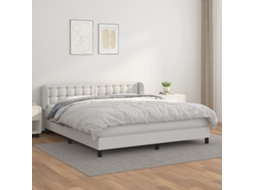Cama Com Molas/colchão 160x200 Cm Couro Artificial Branco