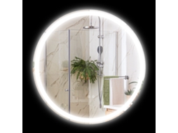 Espelho de Banheiro Redondo com Iluminação Led, Ø60 Cm, 3 Cores e Interruptor de Toque, 29 W, Branco/prateado CHEZMOI
