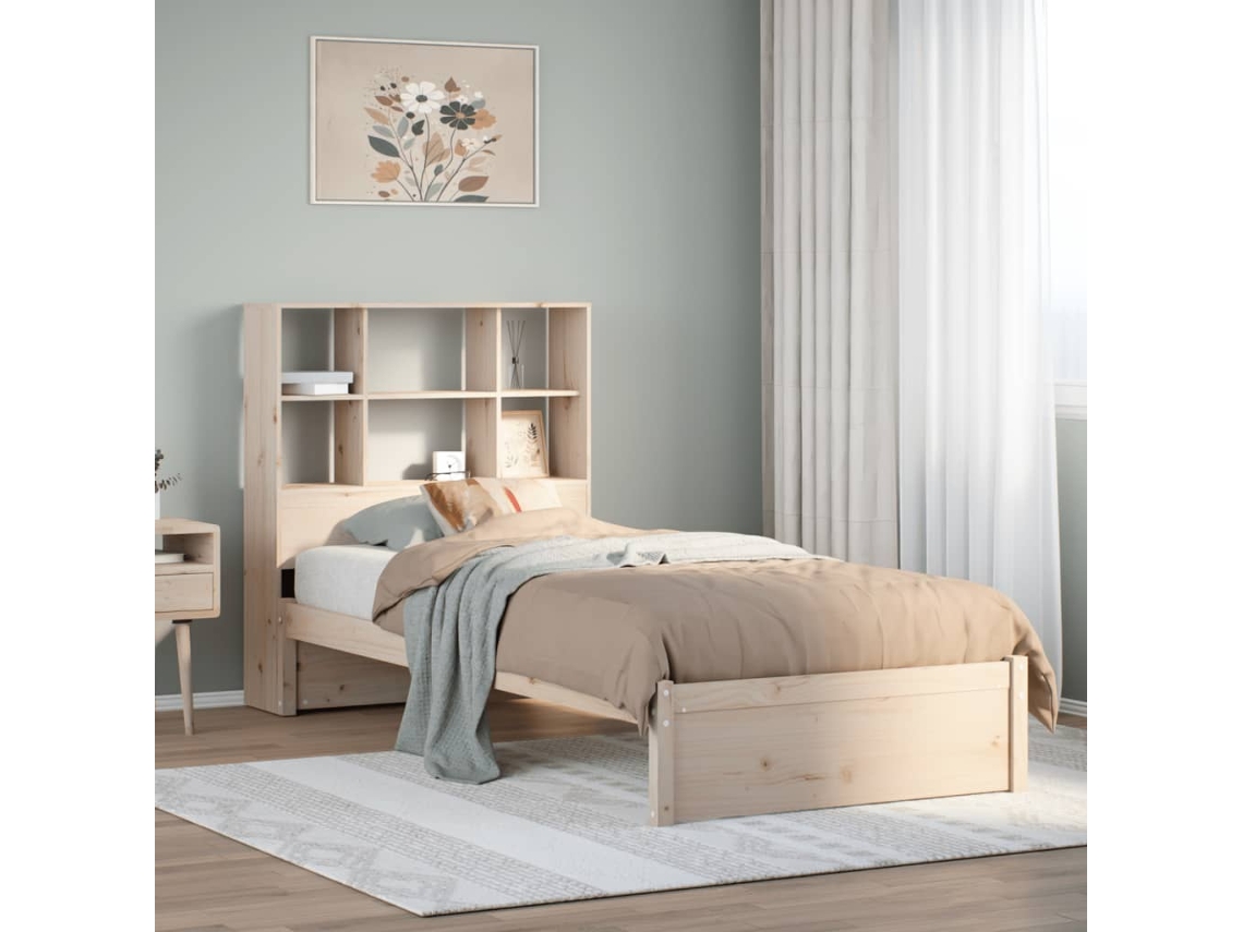 Cama Com Estante Sem Colchão 100x200 Cm Pinho Maciço