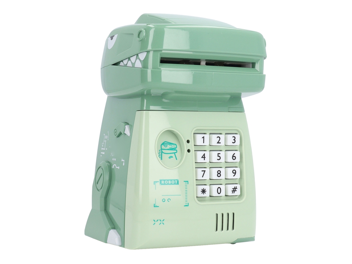 Primerox cofrinho Eletrônico Dinossauro Senha Capacidade Grande para Crianças Verde