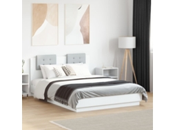 Vidaxl Estrutura Cama C/ Cabeceira 135x190 Cm Derivados Madeira Branco