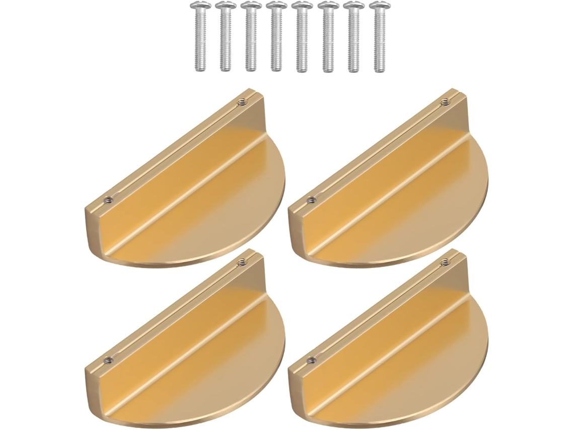 Conjunto De 4 Puxadores Semicirculares Dourados Em Alumínio Para Portas Armários E Gavetas Design Elegante Prático Sala