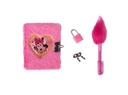 Mini Diário Com Cadeado E Caneta Rosa Com Pompom Da Minnie Mouse 86784