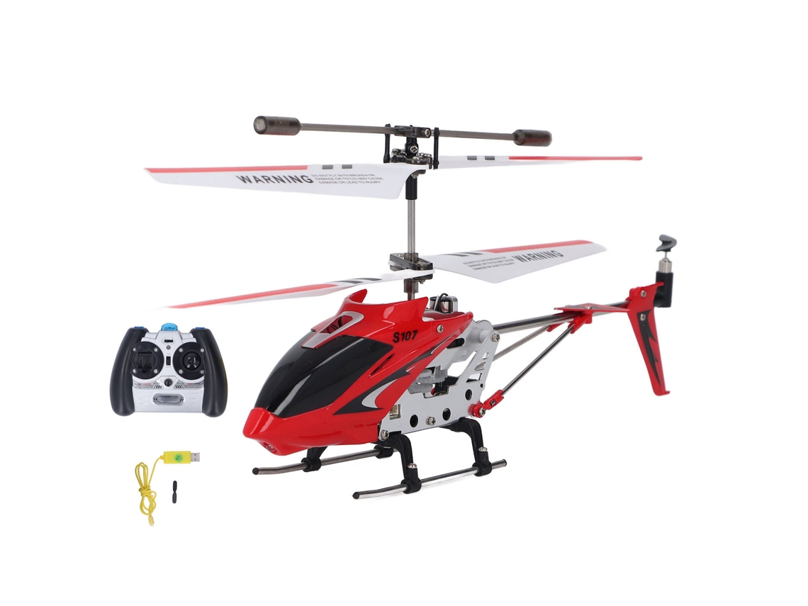 Helicóptero De Controle Remoto 3 Canais Com Distância De 10 Metros Modelo S107g Vermelho Brinquedo Elétrico