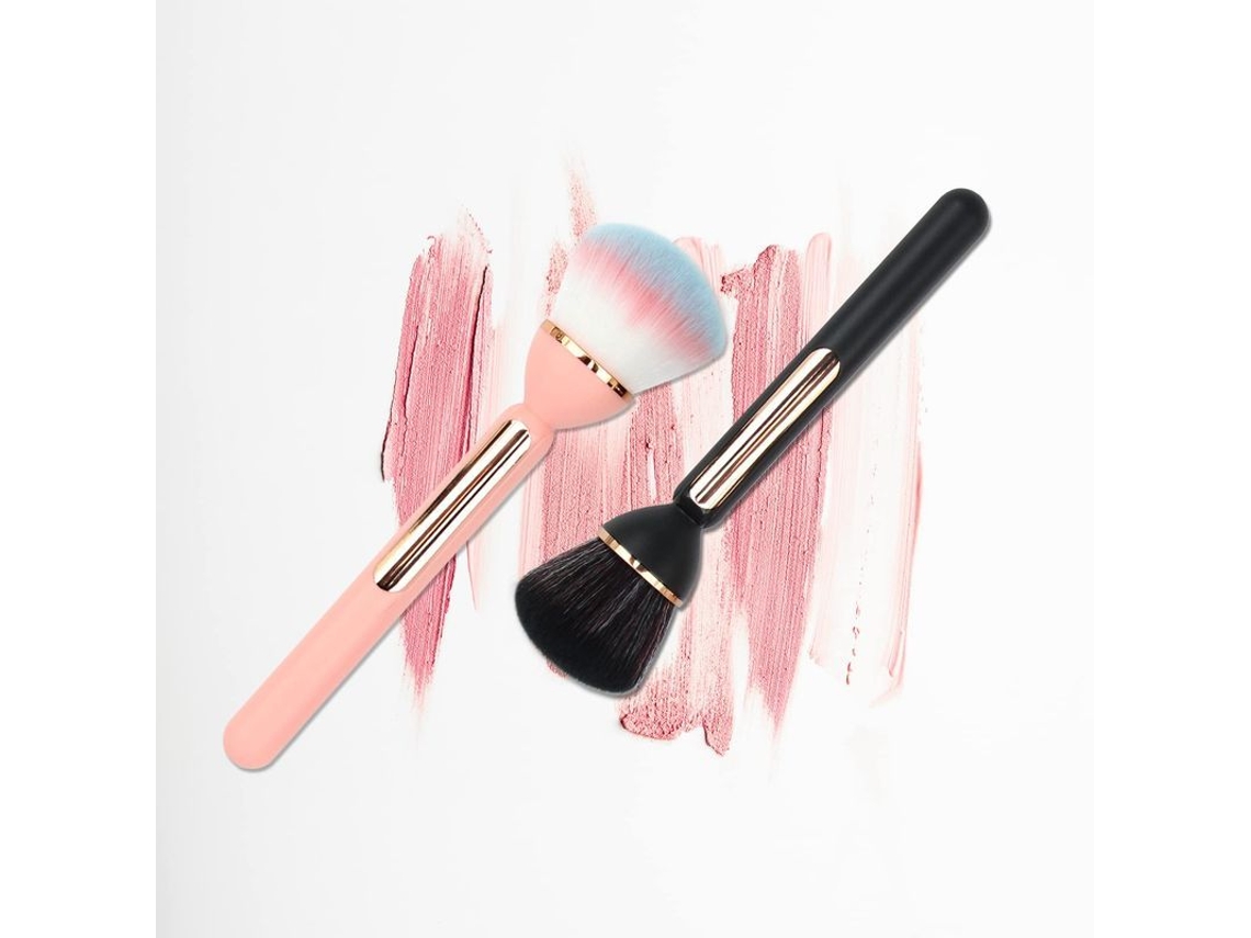 2 Pincéis de Blush Tamanho de Viagem Pincel de Pó Rosa Preto Maquiagem Yuh