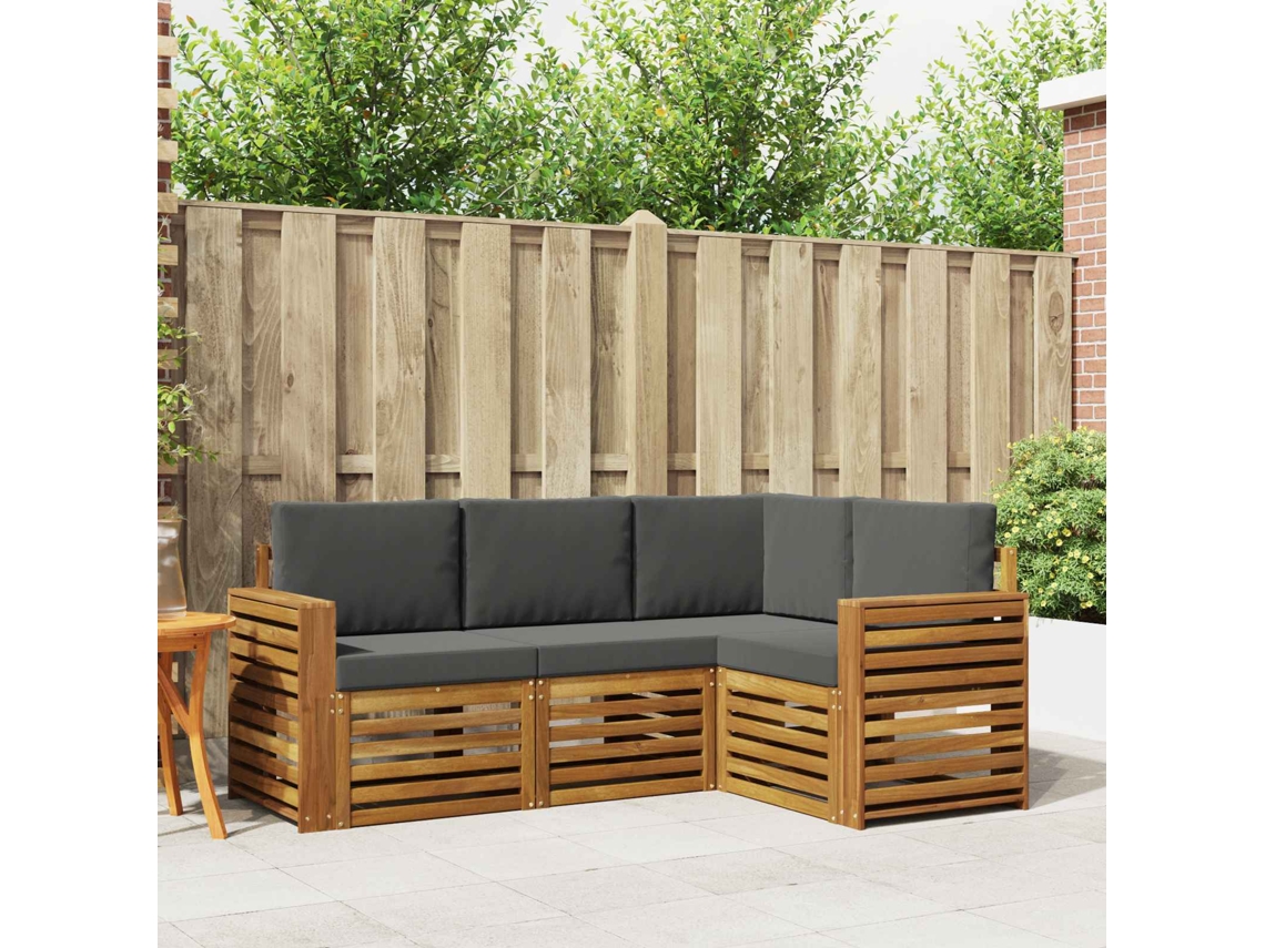 Vidaxl Conjuntos De Sofás Com Almofada 4 Pcs Natural E Antracite