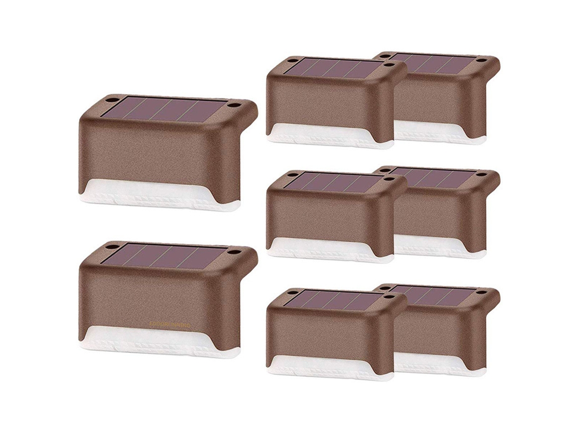 Kit com 8 luminárias solares para cerca, corrimão, escada e parede AQUAFORGE