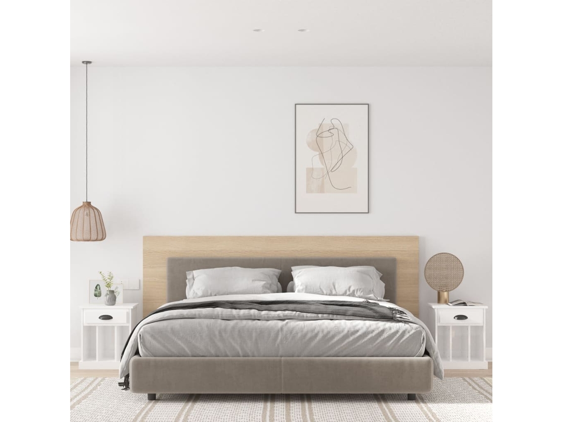 Vidaxl Mesas De Cabeceira 2 Pcs 43x36x50 Cm Branco Brilhante