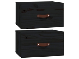Wall-mounted Bedside Cabinet, Wall-mounted Bedside Cabinets Vidaxl Preto Madeira (n/a)