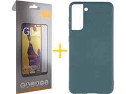 Capa e Película de Vidro Full Samsung S21 SKYHE Silicone Líquido Verde