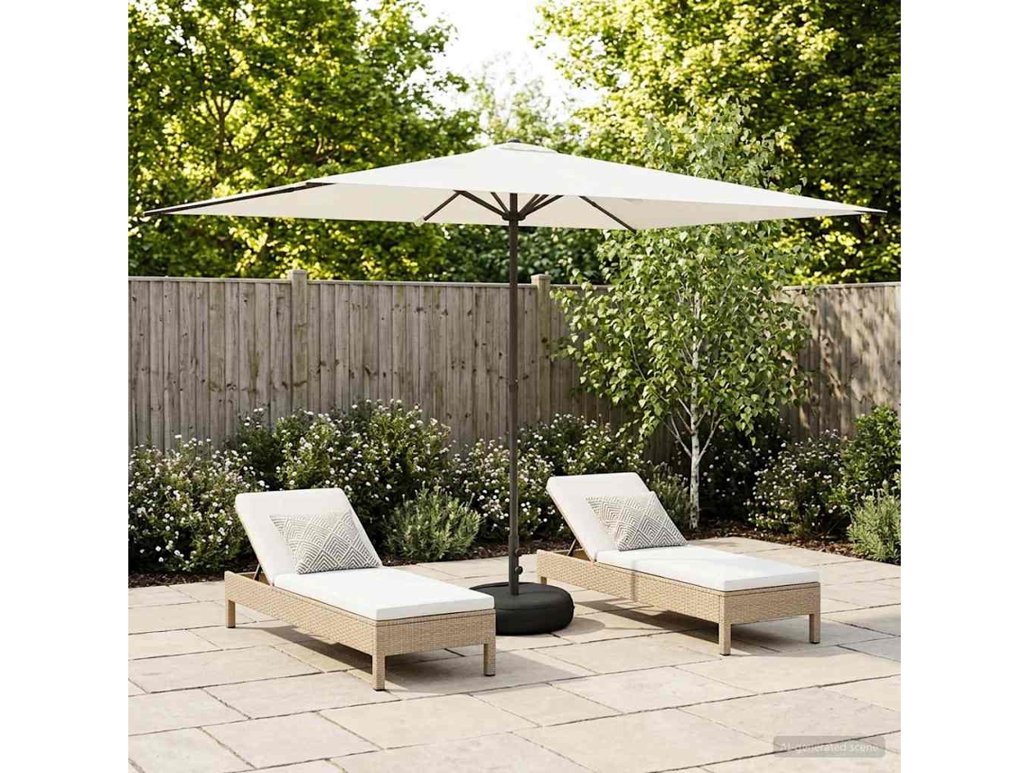 Vidaxl Parasol De Jardim Com Base 200 X 300 Cm Poliéster Retangular