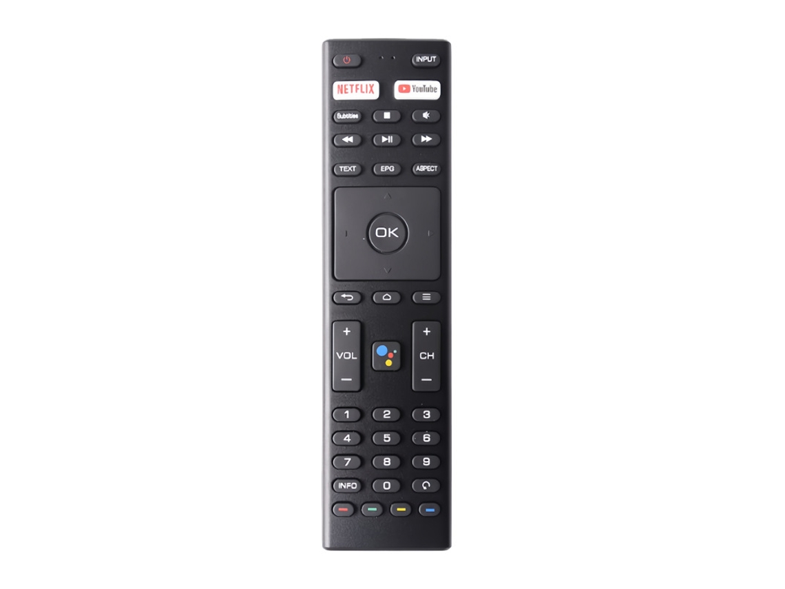 Controle remoto Infratex para TV Dyon Movie Smart42, com botões adicionais para Netflix e YouTube.
