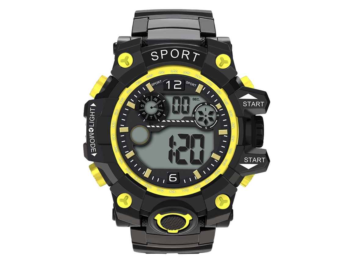 Reloj Electrónico Deportivo Led Para Hombre Con Dial Redondo (amarillo)