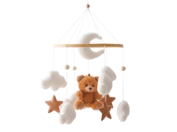 Móbile para Berço Infantil, Carrinho de Bebê, Chocalho Relaxanteurso Marrom de Pelúcia para Berço com Sino CHENNNLS