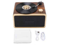 Caixa de Som Bluetooth Retrô Áudio para Casa de Madeira, Aparência Semelhante a Vinil EOOCOO (qualidade de Som Hifi, Grave Super Pesado)