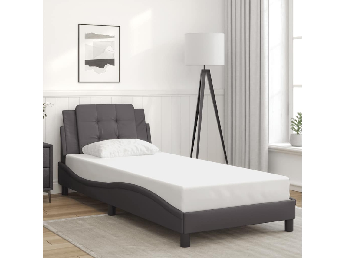 Vidaxl Estrutura De Cama Sem Colchão Zadar Couro Artificial 80x200 Cm Cinzento
