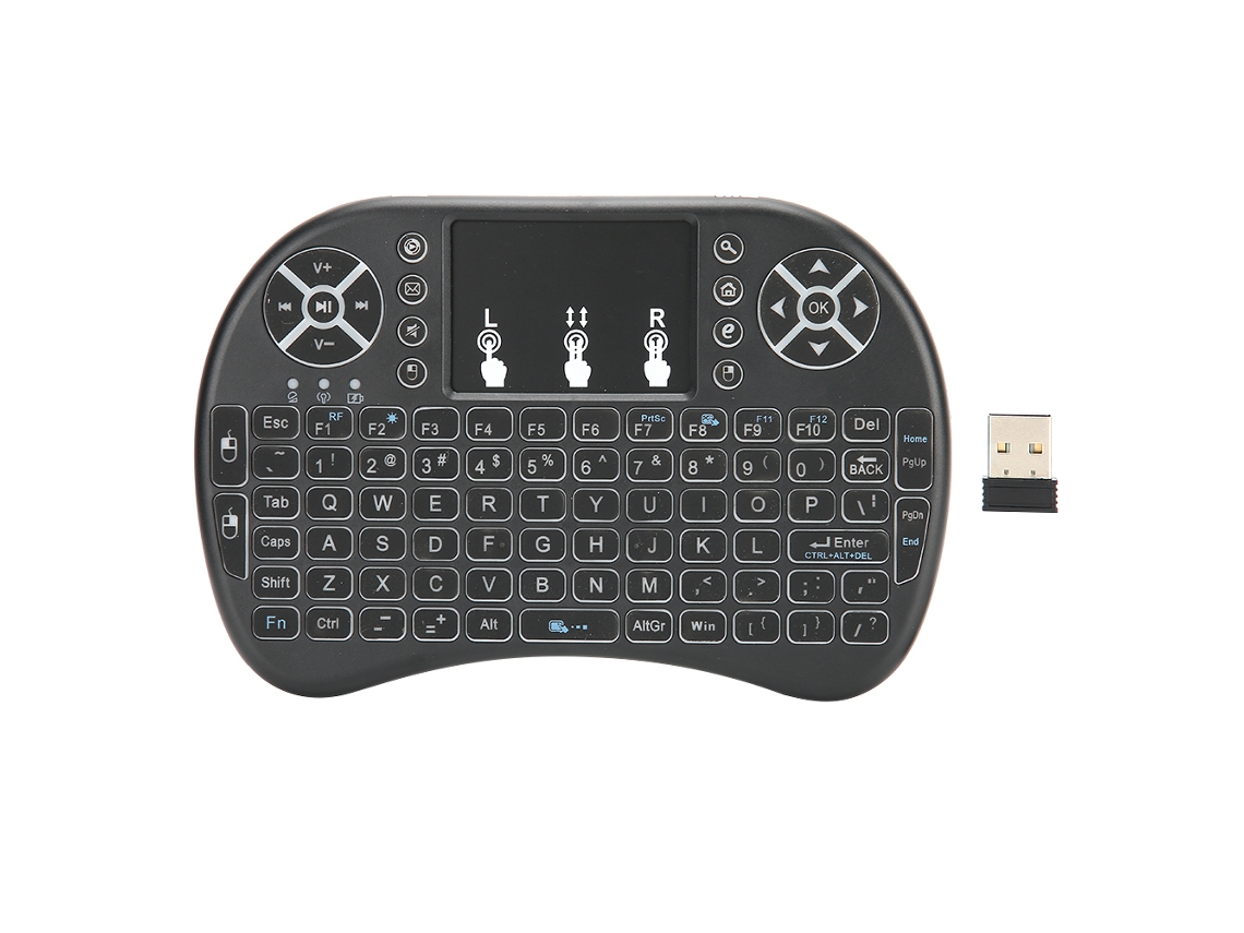 Aetheria teclado Sem Fio Mini 2.4g Usb Qwerty com Touchpad Ajustável Dpi para Android Tv Box