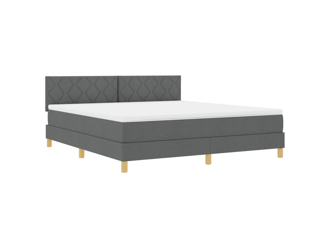 Cama Com Estrutura De Molas E Colchão & Led Cinza Escuro Vidaxl Tecido (180x200 Cm)