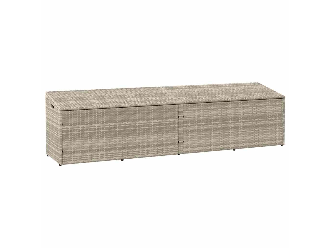 Vidaxl Caixa De Arrumação P/ Jardim 220x50x58 Cm Vime Pe Cinza-claro