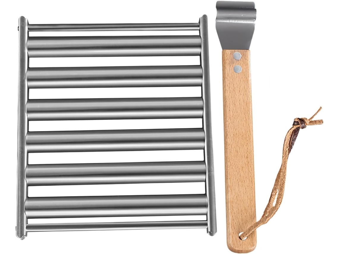 Grelha de Cachorro quente com Rolo Grelha de Aço Inoxidável para Contato com Alimentos Suporte de Grelha com Rolo CHABERLU