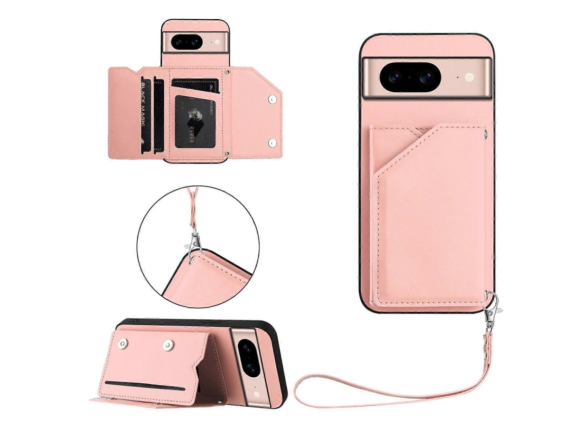 Capa Com Suporte Para Cartão E Alça De Pulso Para Google Pixel 8a