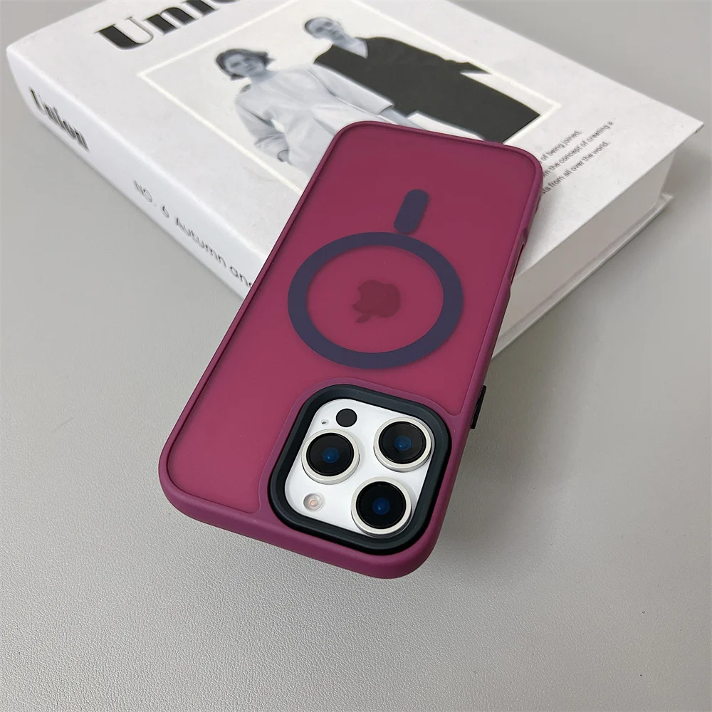 (iphone 11 Pro Max, Magenta) Capa Magsafe Com Carregamento Sem Fio Magnético Para Iphone, Acabamento Fosco.