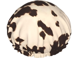 Touca De Banho Marrom Com Estampa Couro Vaca – Reutilizável, Dupla Camada, Item Essencial Para Viagens, Hotel, Banheiro
