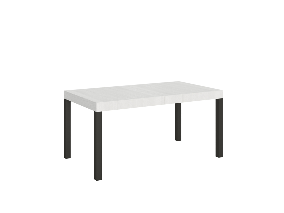 Mesa Extensível Para Uso Diário 160/244x80 Cm, Pernas Em Madeira De Freixo Branco E Antracite Itamoby