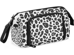 Estojo Grande com Zíper para Lápis, Estampa de Leopardo, Preto/branco, Ideal Crianças. 24 X 9,5 15 Cm