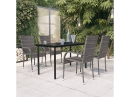 Vidaxl 5 Pcs Conjunto De Jantar Para Jardim Cinzento E Preto