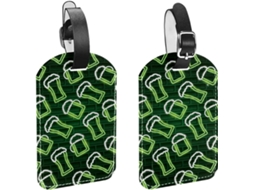 Conjunto De 2 Etiquetas Bagagem Masculinas Viagem, Estilo Cerveja Neon, Dia De São Patrício, Material Pu, Etiquetas