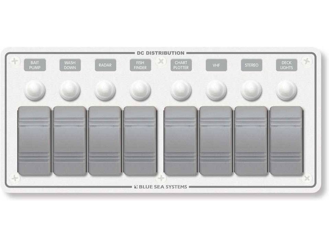 Painel BLUE SEA Water Resistant Panel 8 Position Branco