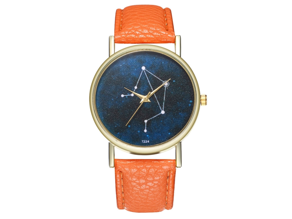 Reloj De Pulsera De Aleación Moda Dial Redondo Analógico De Cuarzo (naranja)