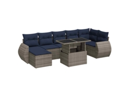 Conjunto de 8 Sofás Jardim com Almofadões Vime Pe/acácia Cinzento MAISON EXCLUSIVE (8 pcs)
