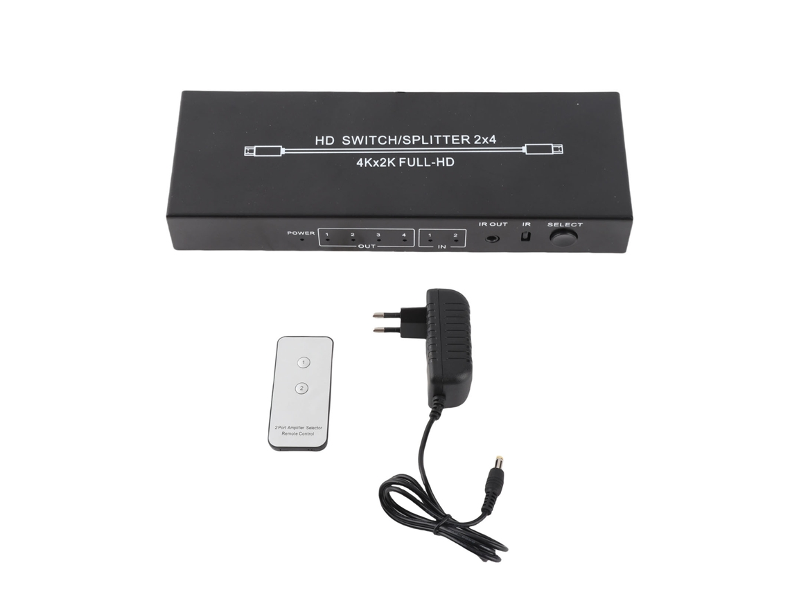 Hdmi Switch Splitter 2 In 4 Out Switch Distribuição de Vídeo 4k EOOCOO