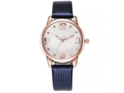 Relógio de Pulso Feminino Simple Style com Cinta Pu e Movimento de Quartzo (azul Escuro)